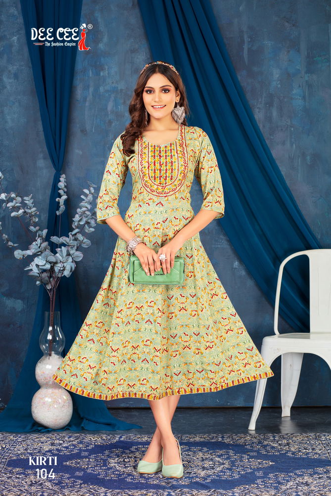 Kirti By Deecee Rayon Foil Printed Anarkali Kurtis Suppliers In India